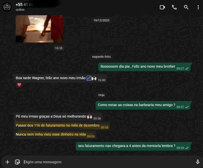 Dono de barbearia relatando ultrapassar 11 mil de faturamento